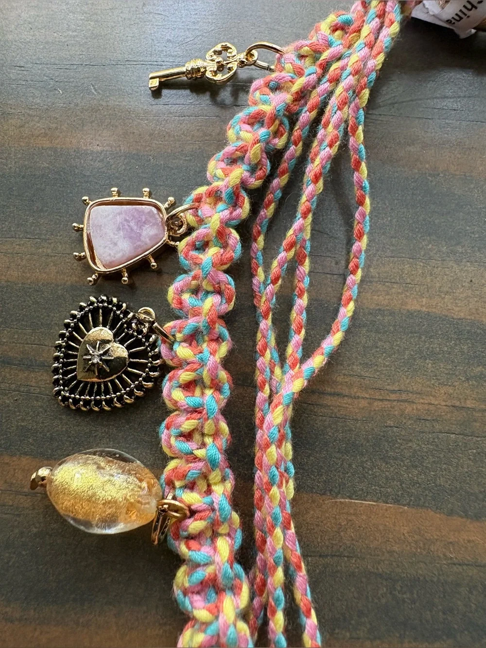 Free People Friendship Swag Bag Charm 🔥New with tags!🔥RARE Pink Multi Color!